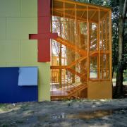 ArchitektInnen / KünstlerInnen: Adolf Krischanitz<br>Projekt: Traisenpavillon<br>Aufnahmedatum: 05/88<br>Format: 6x7cm C-Dia<br>Lieferformat: Scan 300 dpi<br>Bestell-Nummer: 2225/18<br>