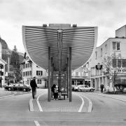 ArchitektInnen / KünstlerInnen: Wolfgang Ritsch<br>Projekt: Busstation Stadtbus Dornbirn<br>Aufnahmedatum: 01/92<br>Format: 24x36mm SW<br>Lieferformat: Scan 300 dpi<br>Bestell-Nummer: N2876/13<br>