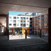 ArchitektInnen / KünstlerInnen: Ebner, Ullmann<br>Projekt: Wohnhausanlage 'In der Wiesen'<br>Aufnahmedatum: 07/01<br>Format: 4x5'' C-Dia<br>Lieferformat: Dia-Duplikat, Scan 300 dpi<br>Bestell-Nummer: 10650/D<br>