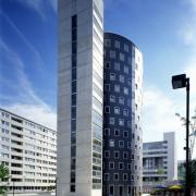 ArchitektInnen / KünstlerInnen: Margarethe Cufer<br>Projekt: Donau City Bauteil Cufer & Partner<br>Aufnahmedatum: 08/99<br>Format: 4x5'' C-Dia<br>Lieferformat: Dia-Duplikat, Scan 300 dpi<br>Bestell-Nummer: 9040/D<br>